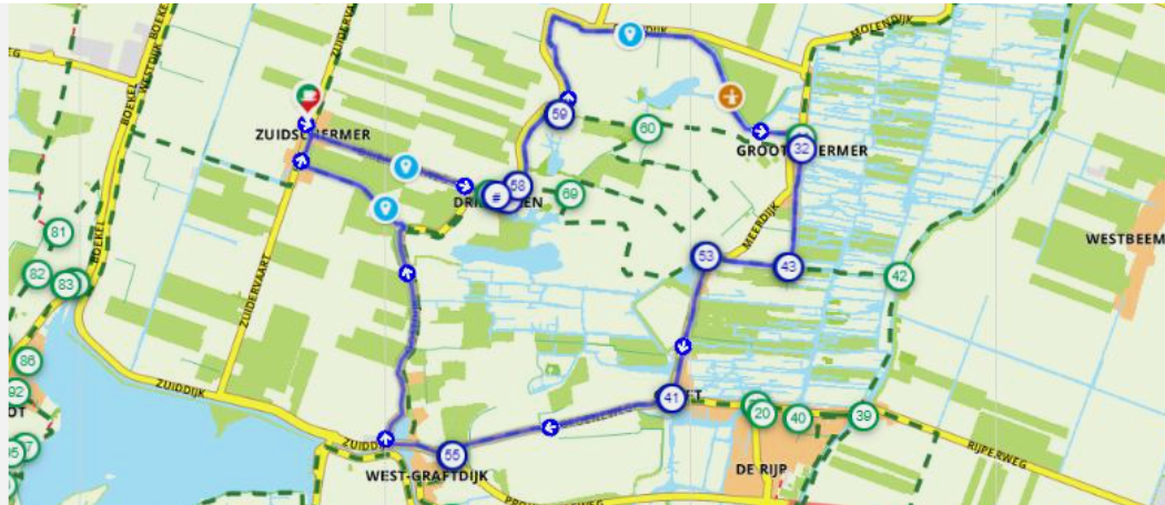 Land van Leeghwater route op de kaart